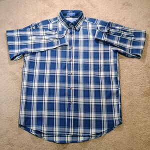 Sir Pendleton Wool Shirt Medium Blue/White/Gray  100% Worsted Wool